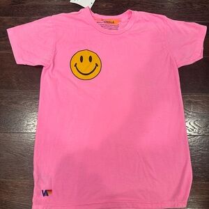 Aviator Nation Pink Kids T-Shirt with Smiley Face